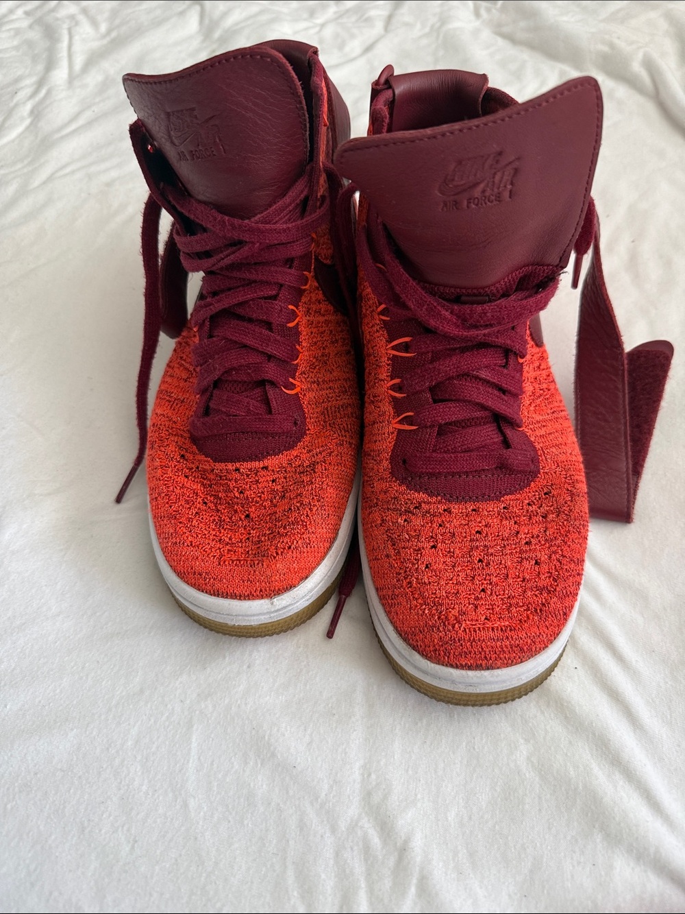 Nike Air Force 1 High Flyknit - Burgundy & Orange